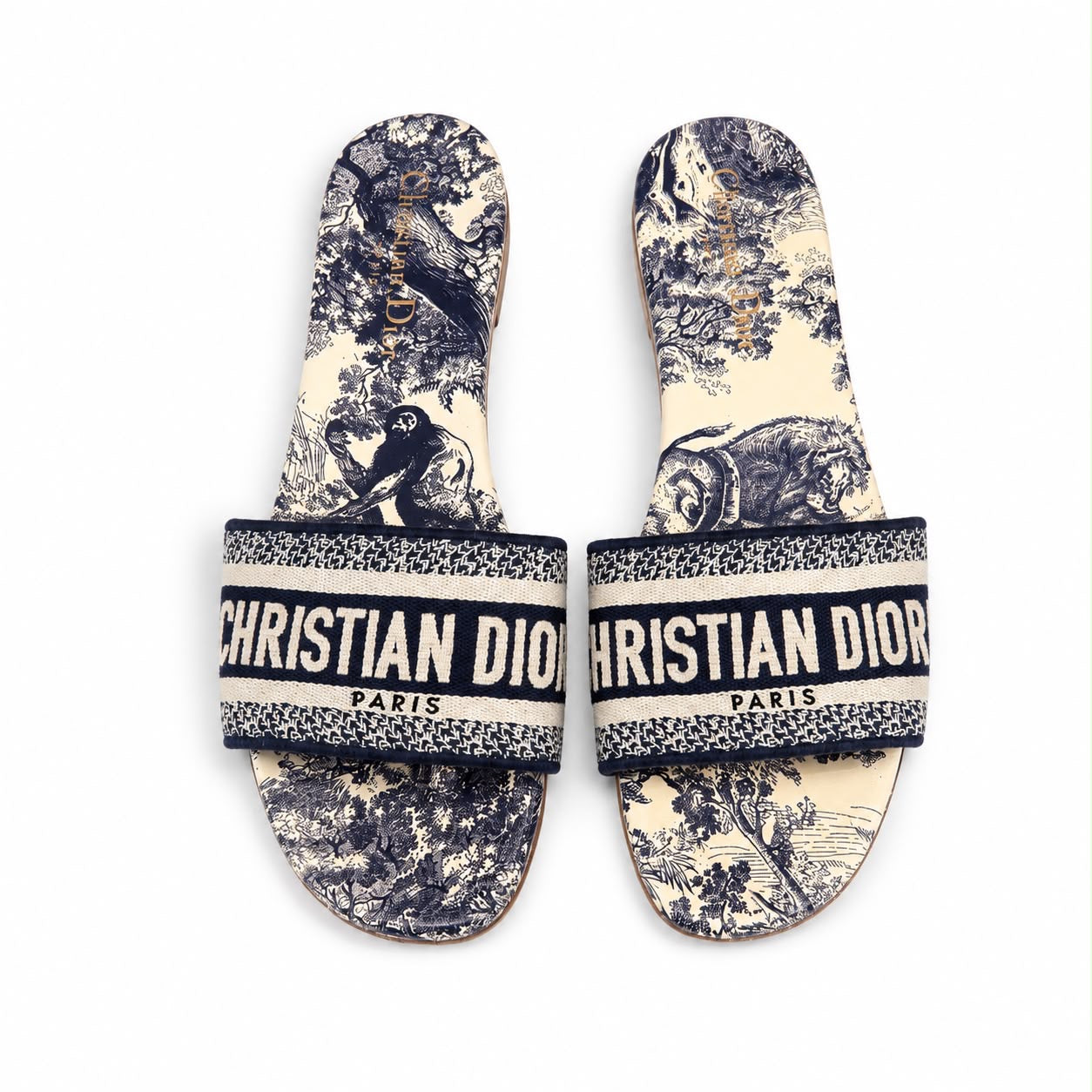 DIOR - SANDALS TOILE DE JOUY BLUE AND WHITE SIZE 38,5 EU