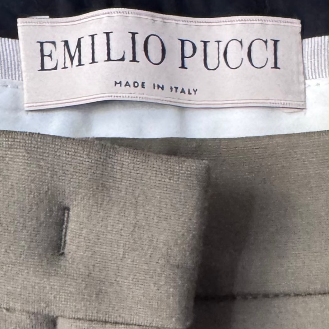 EMILIO PUCCI - TOP & TROUSERS SET KHAKI GREEN LACE SIZE 38FR/36FR