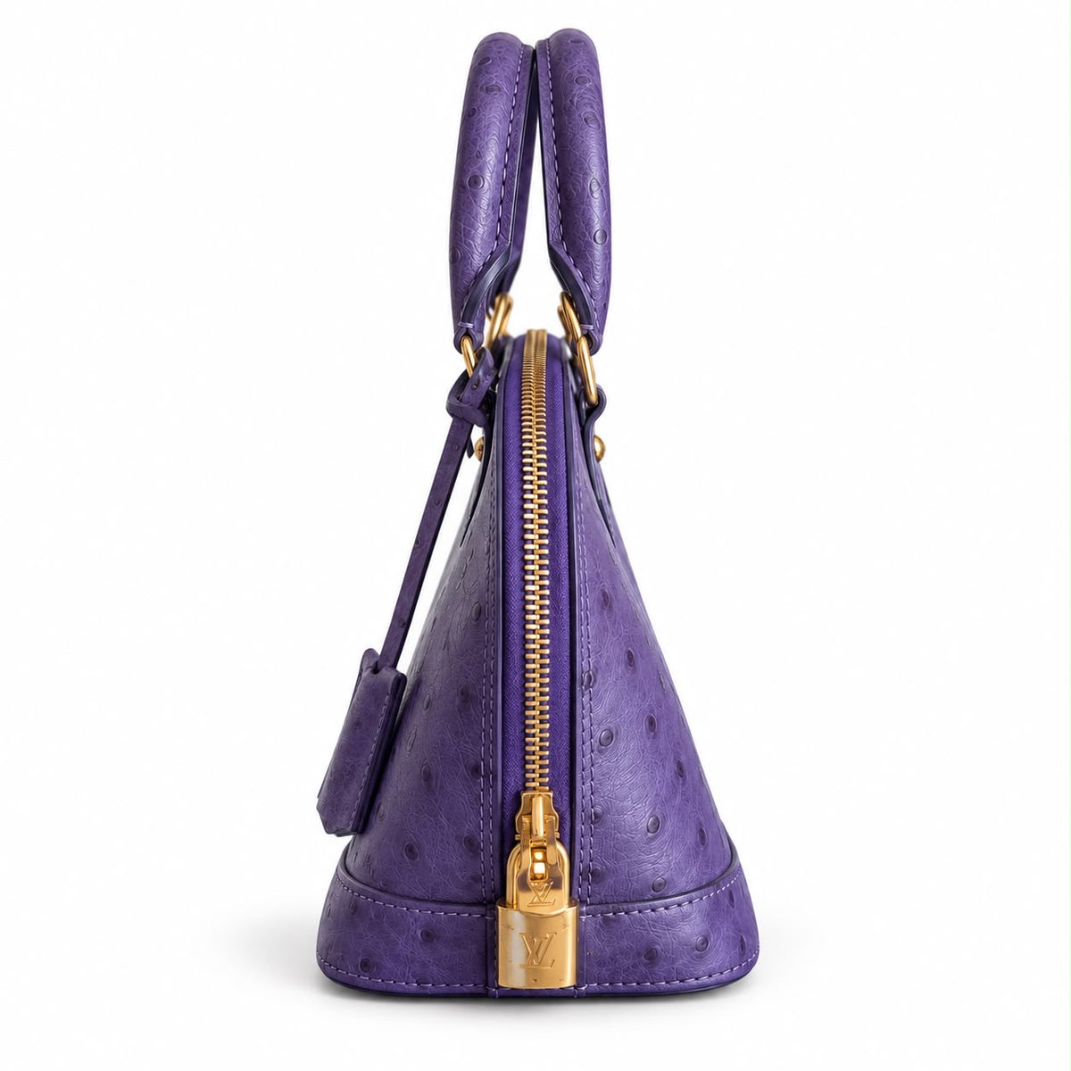LOUIS VUITTON - BAG ALMA BB PURPLE OSTRICH LEATHER WITH GOLD-TONE HARDWARE