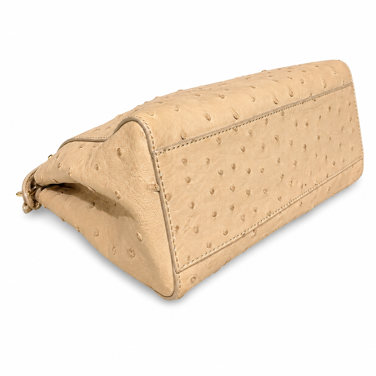 FENDI - PEEKABOO BAG BEIGE OSTRICH LEATHER WITH STRAP