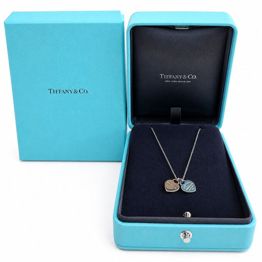 TIFFANY & CO. - *BRAND NEW* NECKLACE DOUBLE HEART IN SILVER AND 18K ROSE GOLD