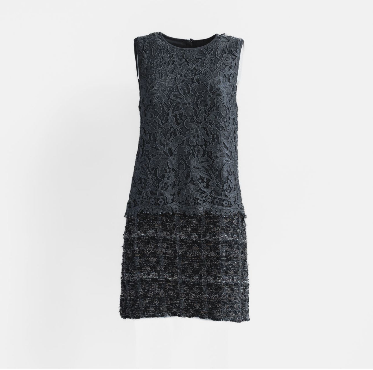 DOLCE & GABBANA - DRESS LACE & TWEED GREY SIZE 40 IT