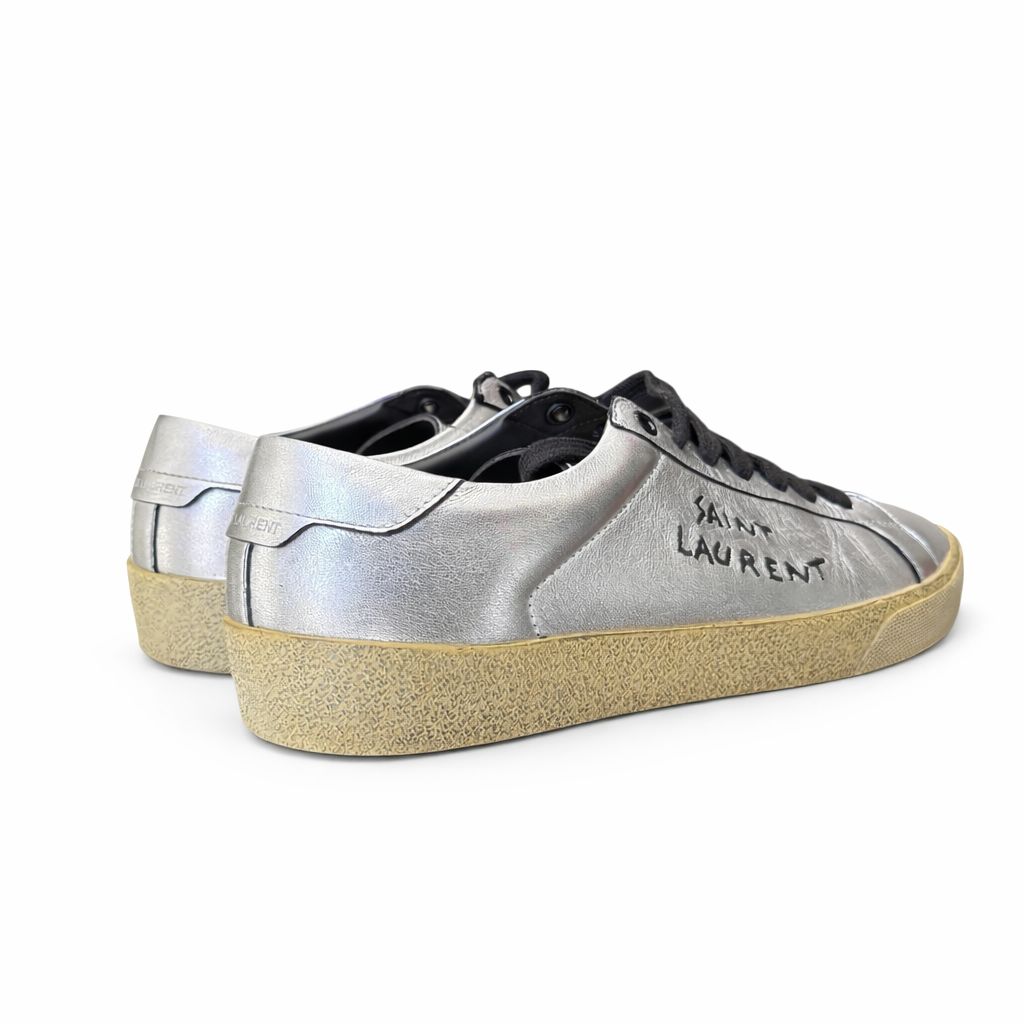 SAINT LAURENT - SNEAKERS COURT CLASSIC SL/06 SILVER LEATHER SIZE 41 EU