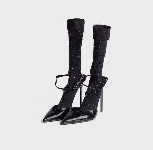 SAINT LAURENT - *BRAND NEW* PUMPS BLACK PATENT WITH SOCKS SIZE 39 EU