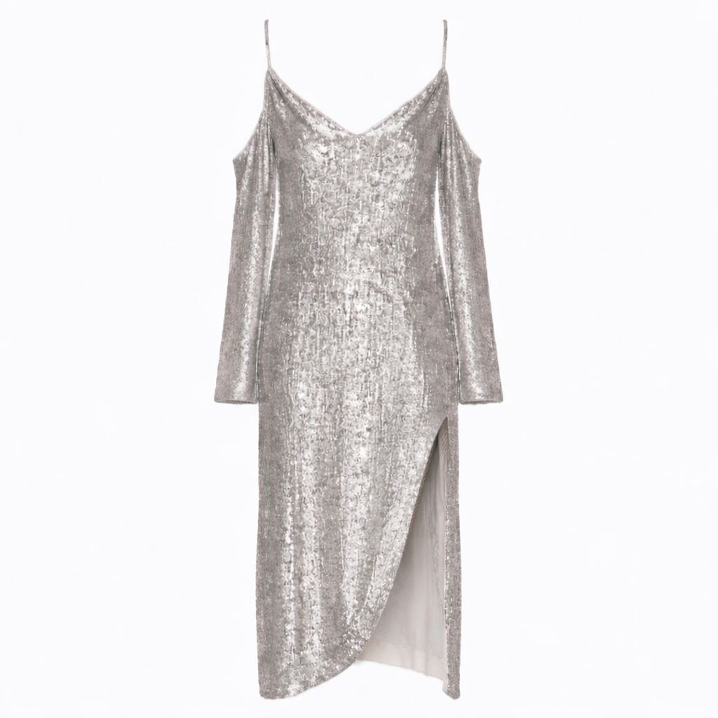 MAGDA BUTRYM - LONG DRESS SEQUINS SILVER SIZE 36 FR