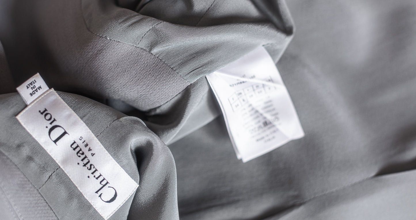 DIOR - DRESS SLEVELESS DOUBLE-BREASTED IN GREY WOOL-SILK SIZE 36 FR
