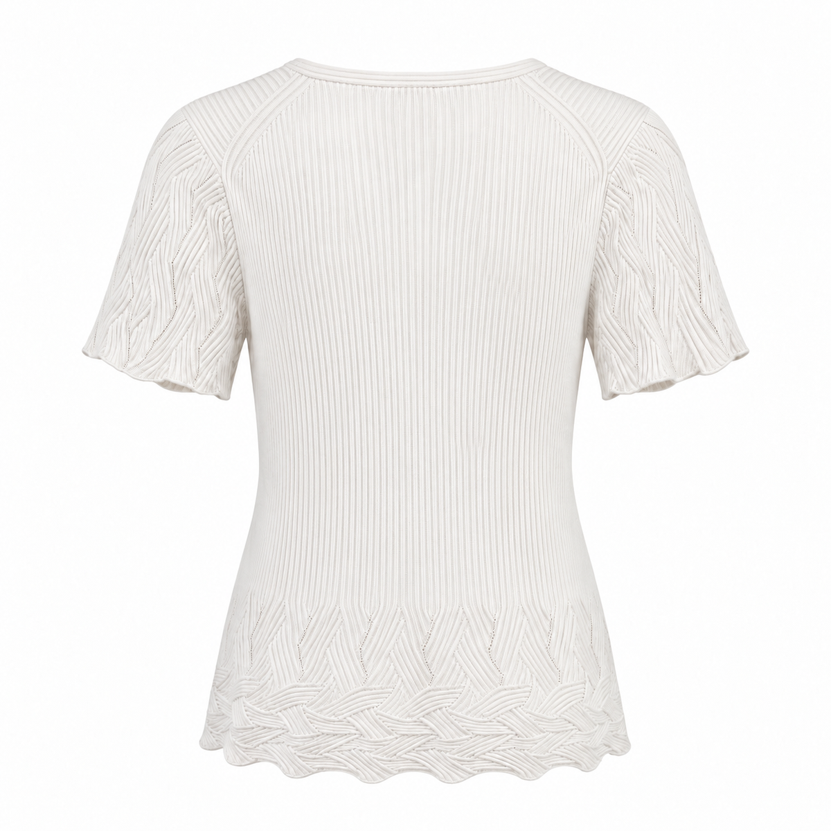 CHANEL - T-SHIRT COTTON WHITE RIBBED SIZE 38 FR