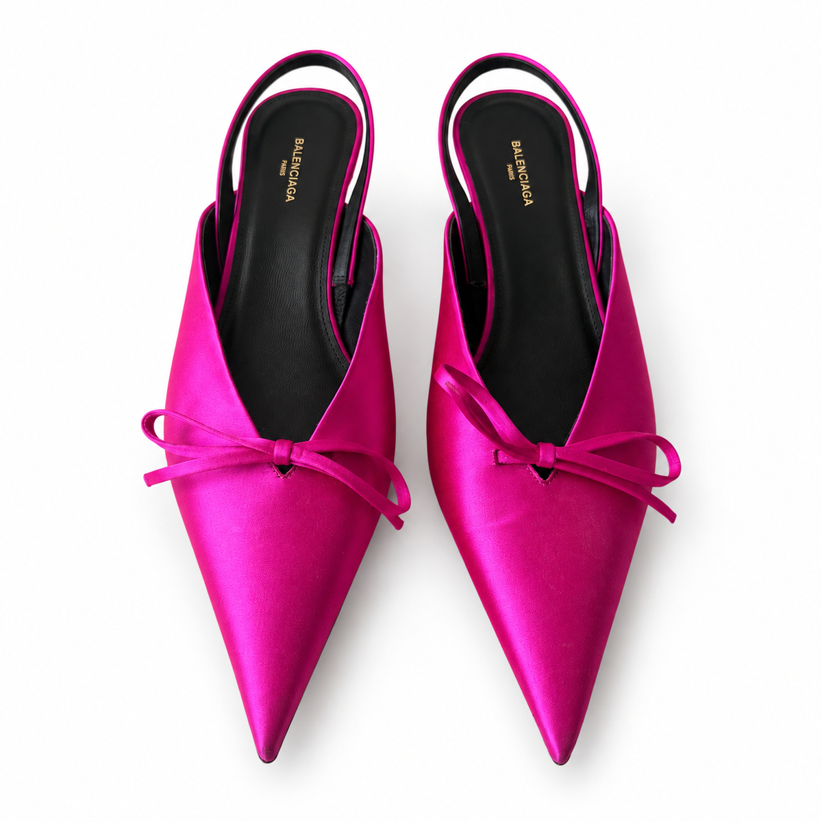 BALENCIAGA - *NEW* PUMPS SLINGBACK KNIFE BOW FUCHSIA PINK SATIN SIZE 36 EU