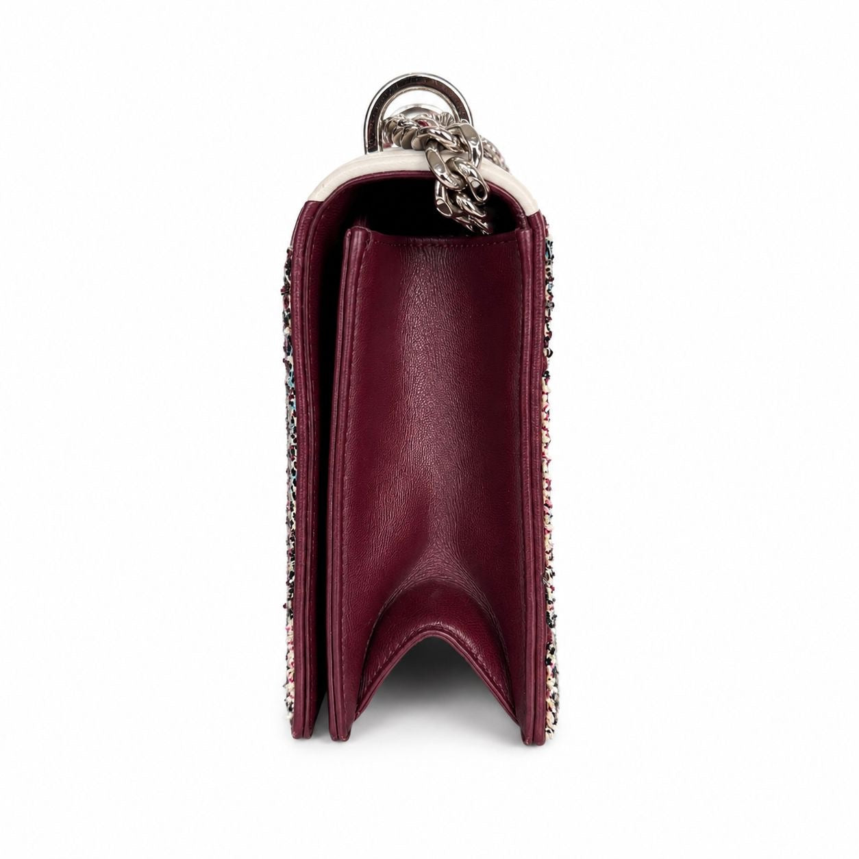 DIOR - BAG DIORAMA MEDIUM BURGUNDY TWEED AND LEATHER SILVER HARDWARE