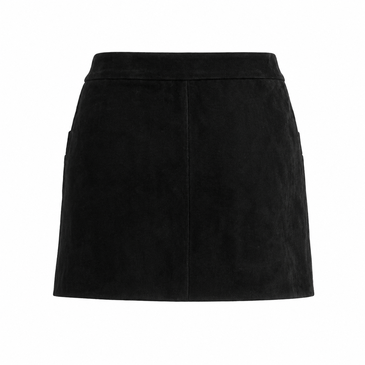 SAINT LAURENT - SKIRT MINI SUÈDE LEATHER STUDDED BLACK SIZE 38 FR