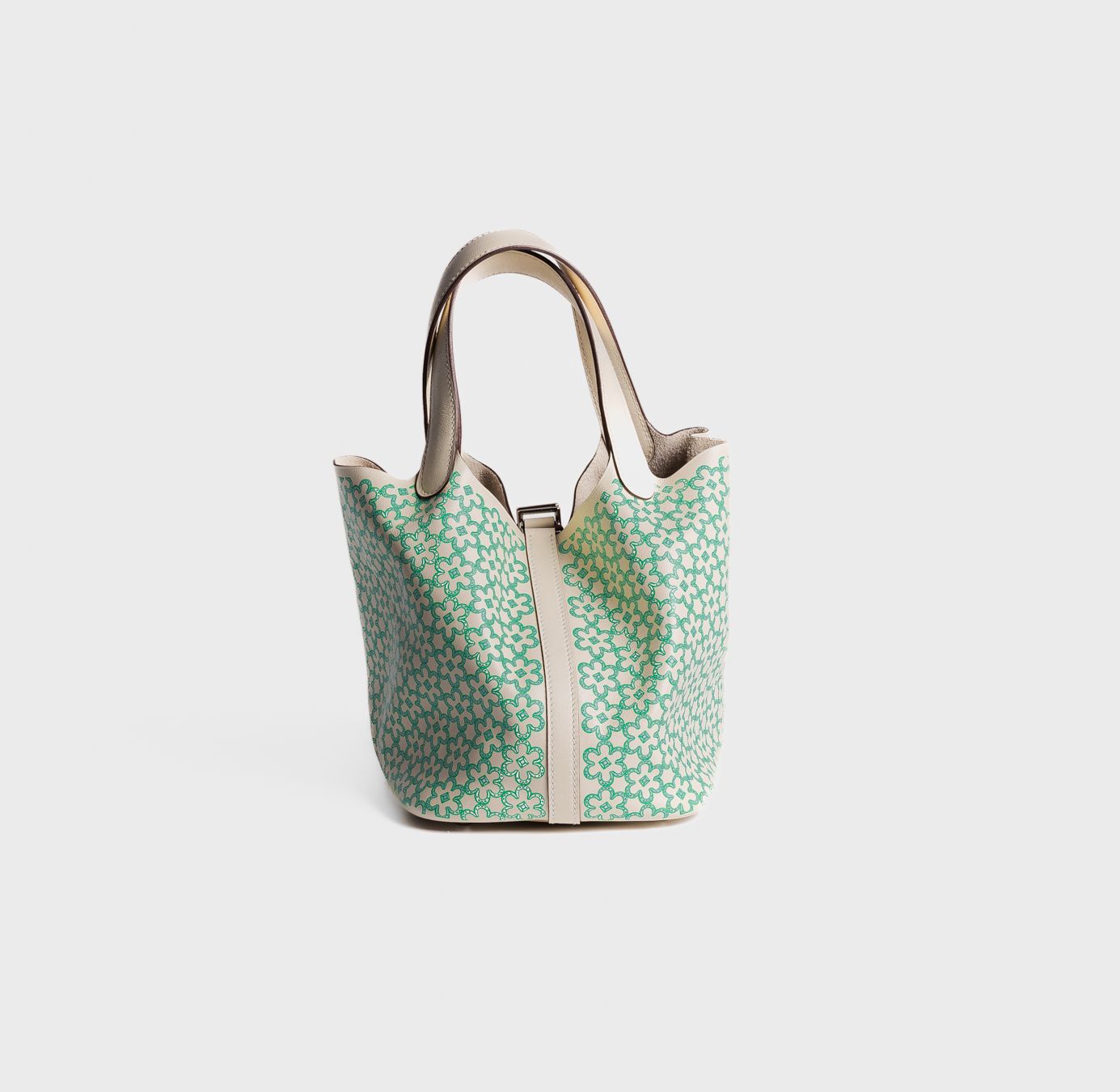 HERMÈS - *NEVER USED* BAG PICOTIN LOCK 18 LIMITED EDITION SWIFT NATA & GREEN DAISY