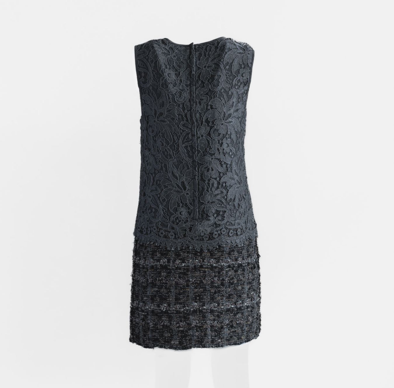 DOLCE & GABBANA - DRESS LACE & TWEED GREY SIZE 40 IT