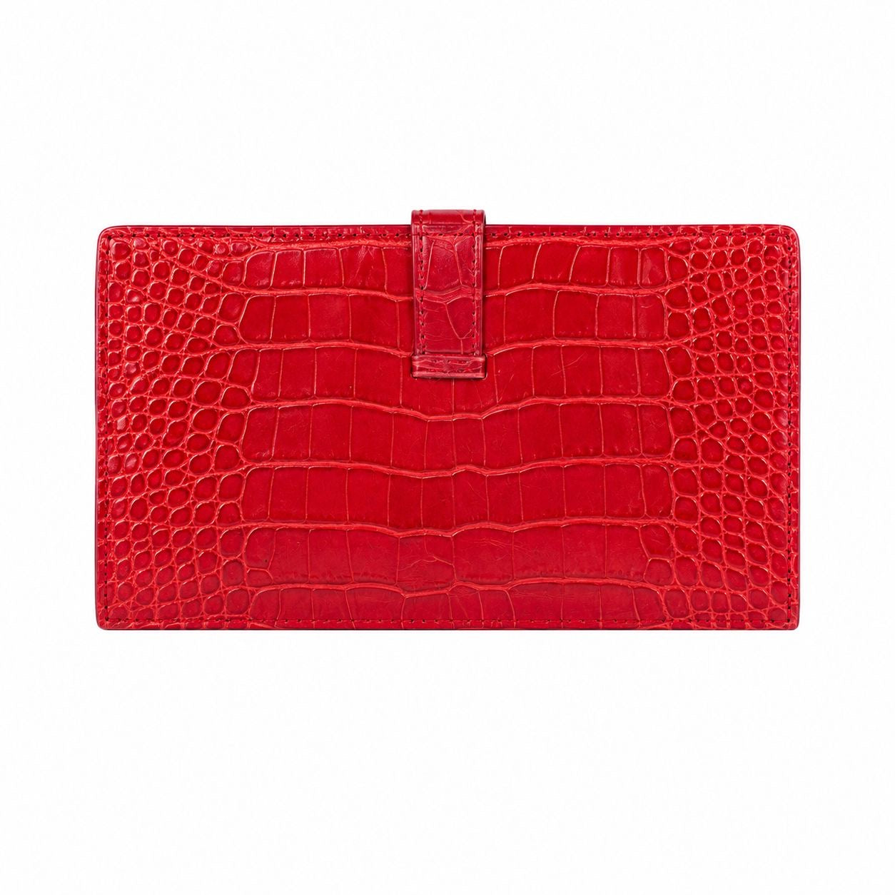 HERMÈS - WALLET BEARN RED ALLIGATOR LEATHER PALLADIUM HARDWARE