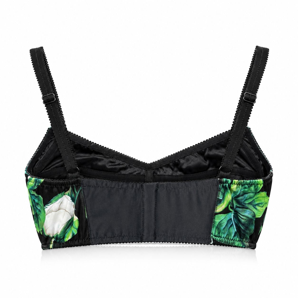 DOLCE & GABBANA - BRALETTE BLACK SILK WITH WHITE ROSE PRINT SIZE 44 IT