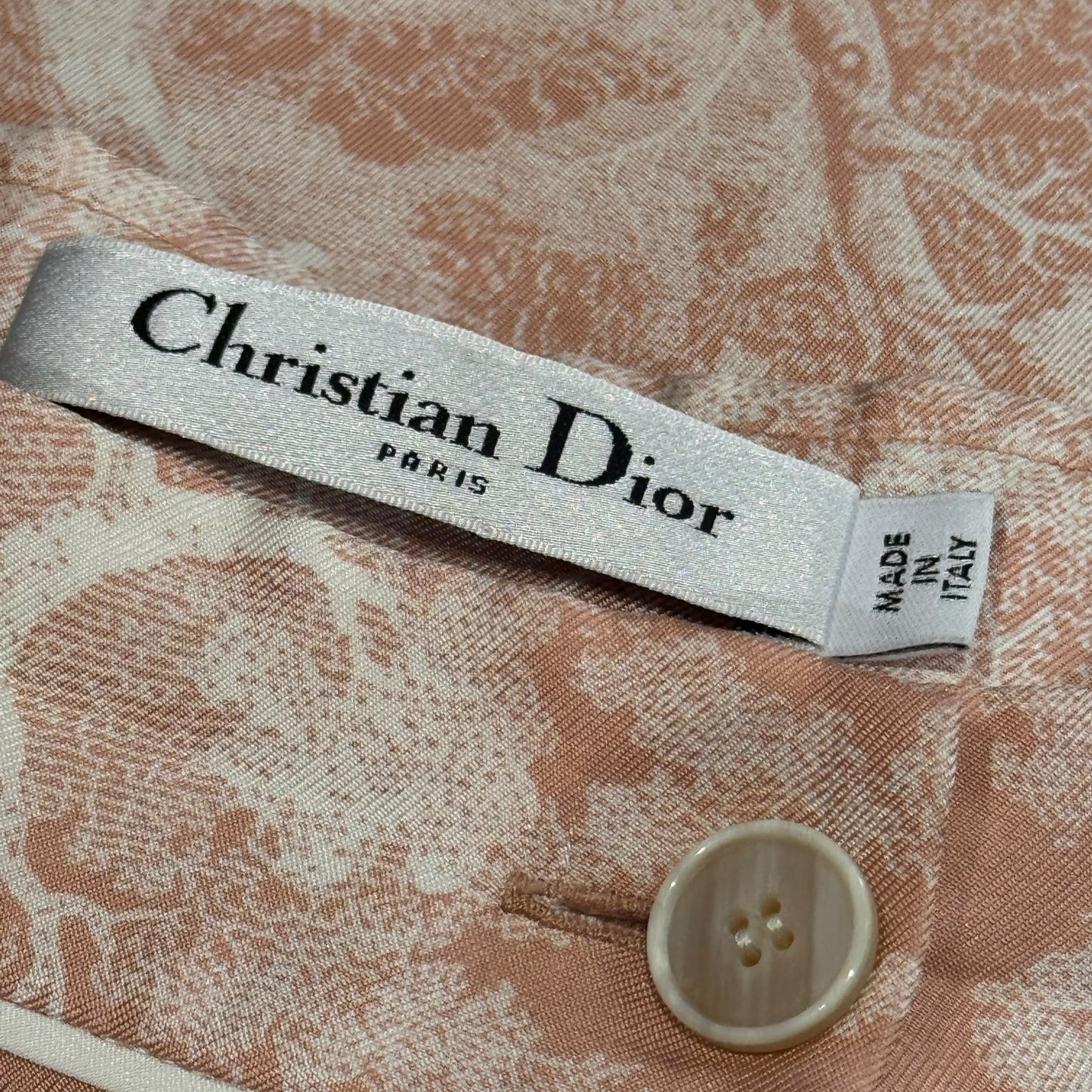 DIOR - SET PAJAMA SHIRT & TROUSERS TOILE DE JOUY PINK & WHITE IN SILK