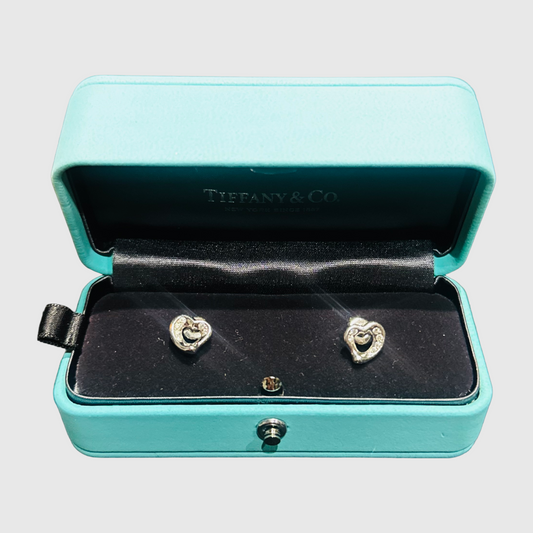 TIFFANY & CO. - EARRINGS OPEN HEART ELSA PERETTI PLATINUM & DIAMONDS