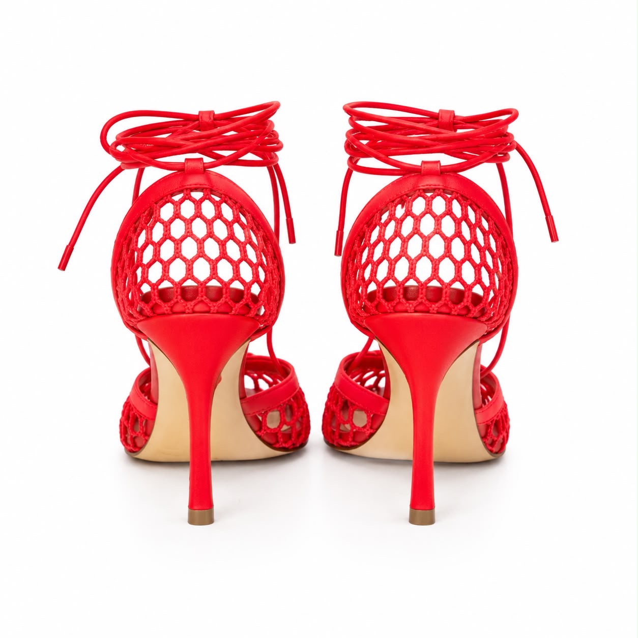 BOTTEGA VENETA - PUMPS STRETCH LACE-UP 95 RED SIZE 39 EU
