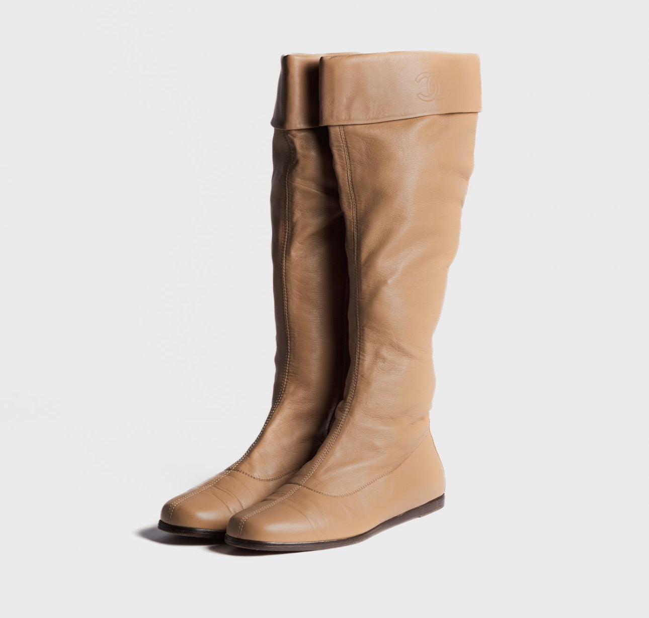 CHANEL - HIGH BOOTS LIGHT BROWN SIZE 39 EU