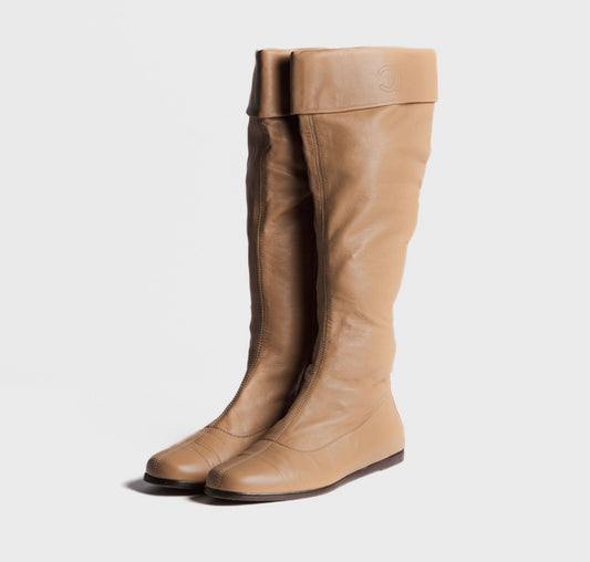 CHANEL - HIGH BOOTS LIGHT BROWN SIZE 39 EU
