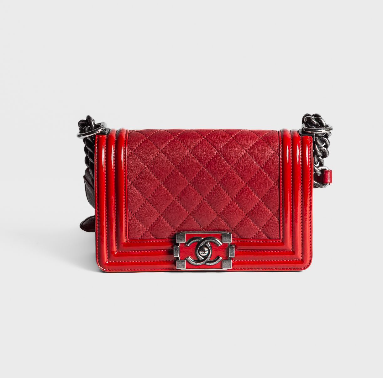 CHANEL - *LIMITED EDITION* BAG BOY SMALL RED AND RUTHENIUM HARDWARE