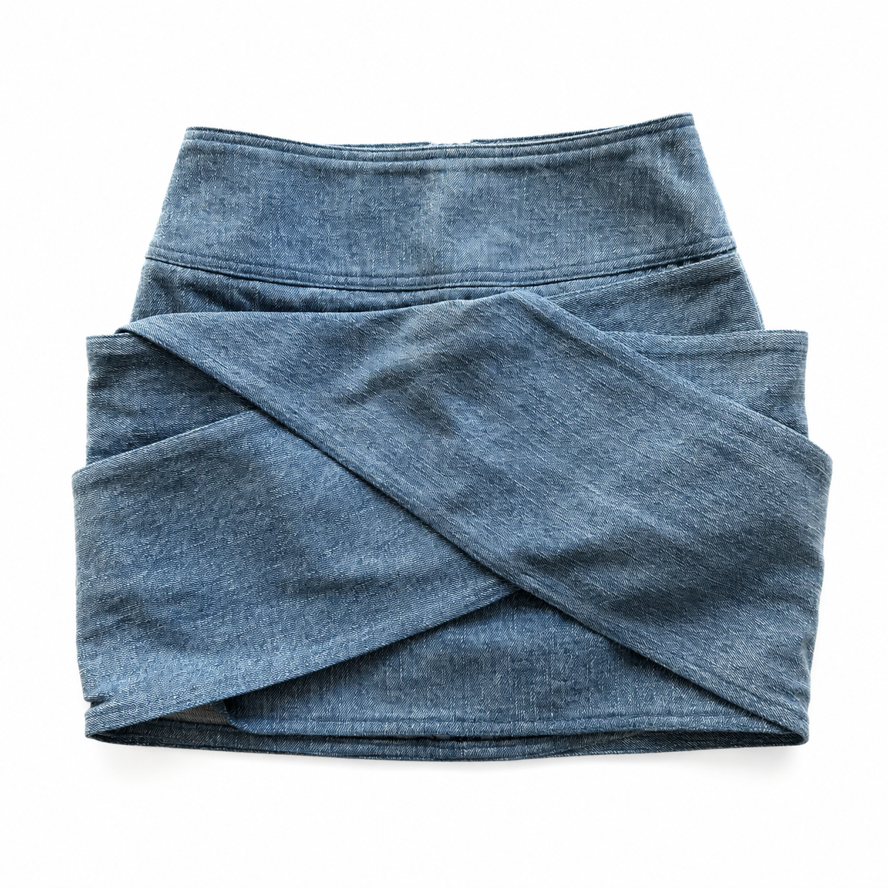 BALMAIN - SKIRT WRAP MINI DENIM LIGHT BLUE SIZE 34 FR