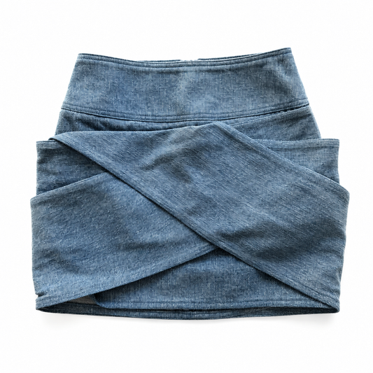 BALMAIN - SKIRT WRAP MINI DENIM LIGHT BLUE SIZE 34 FR