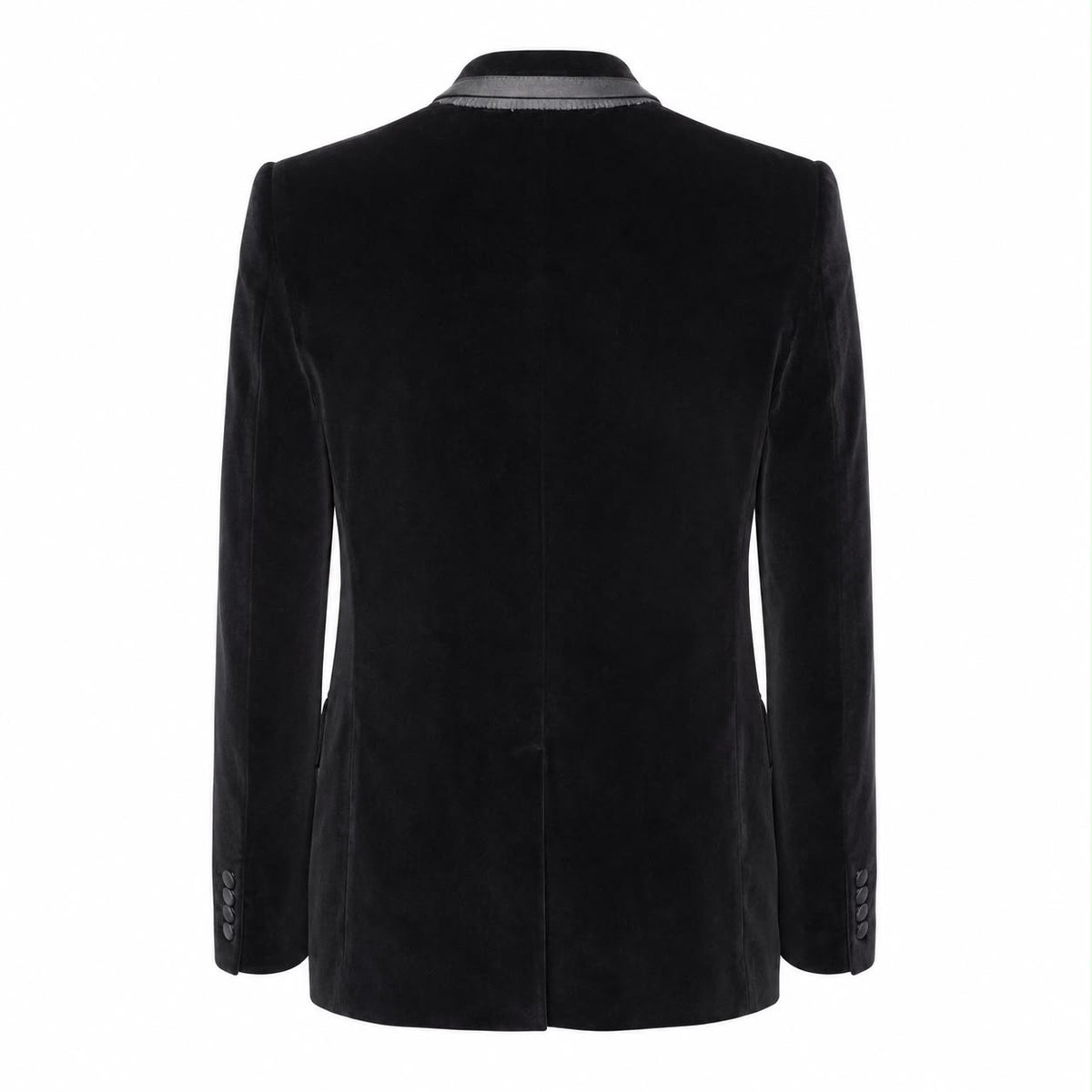 DOLCE & GABBANA – BLAZER BLACK VELVET TAILORED WITH PAISLEY JACQUARD PEAK LAPELS SIZE 50 IT