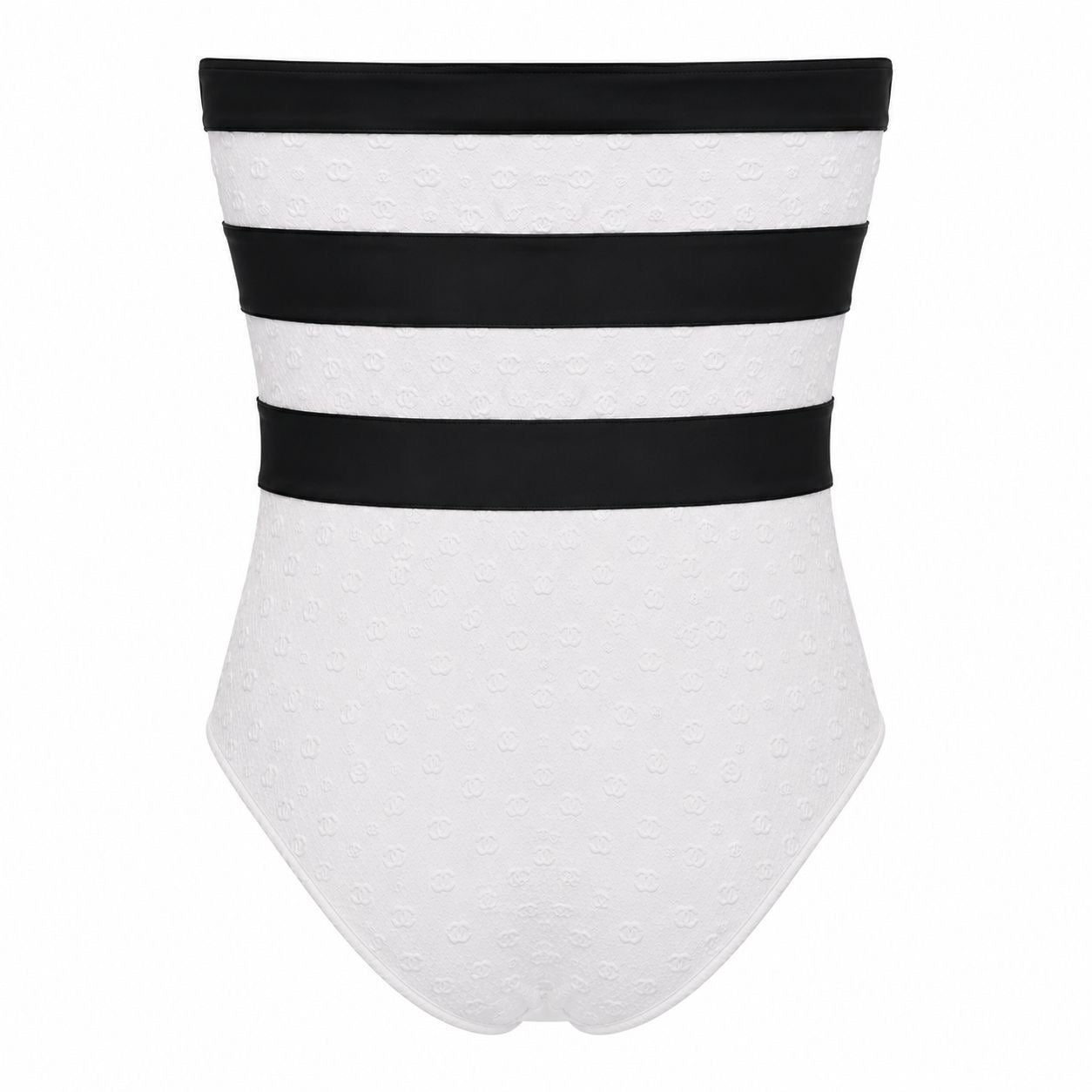 CHANEL - *COLLECTION 2024* SWIMSUIT BLACK & WHITE CC LOGO WITH BLACK BOWS SIZE 38 FR