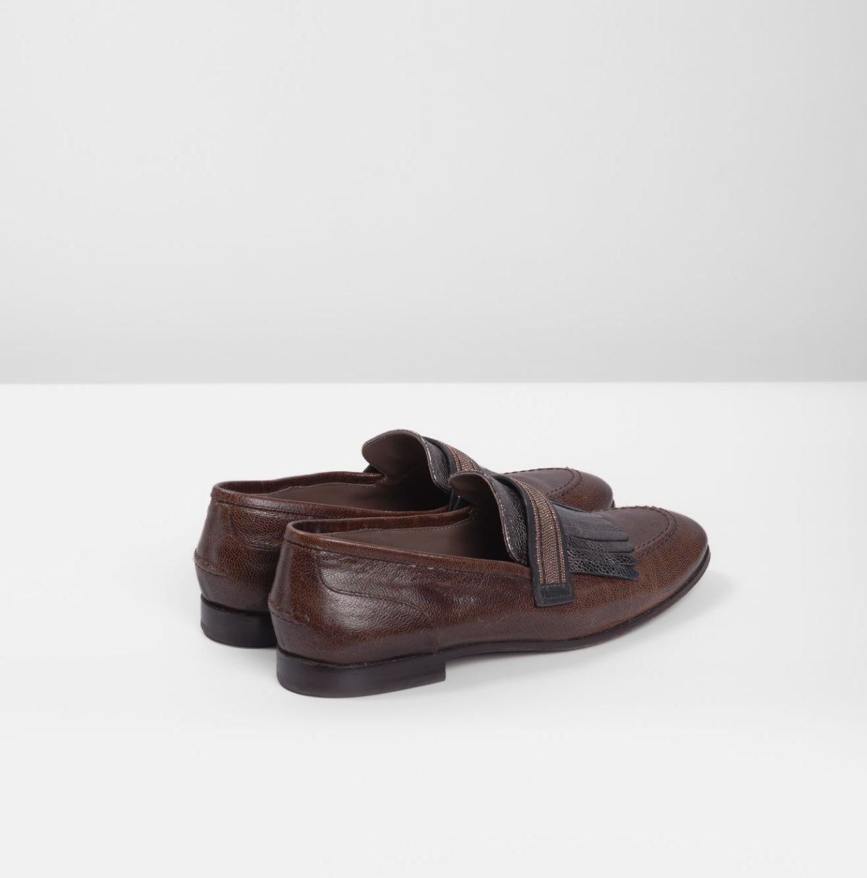 BRUNELLO CUCCINELLI - LOAFER BROWN LEATHER SIZE 39 EU