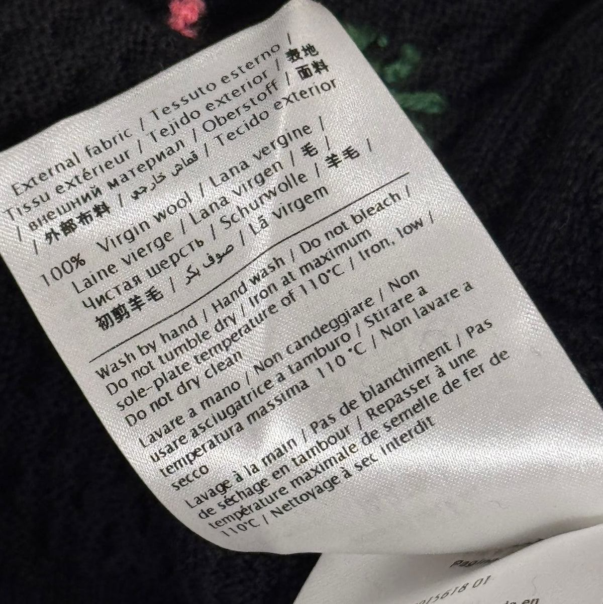 VALENTINO - SWEATER BLACK WOOL WITH MULTICOLOR FLORAL EMBROIDERY SIZE S