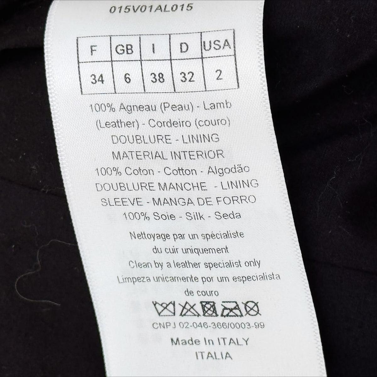 DIOR – BAR JACKET IN BLACK LAMBSKIN LEATHER SIZE 34 FR