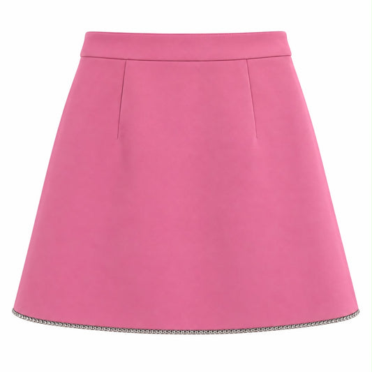 MIU MIU - SKIRT MINI PINK A-LINE CRYSTAL-EMBELLISHMENT SIZE 38 IT