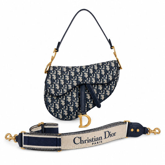 DIOR - *NEVER USED* SADDLE BAG BLUE OBLIQUE MEDIUM SIZE WITH STRAP