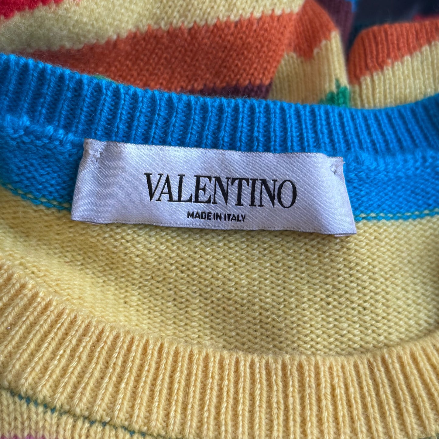 VALENTINO - SWEATER CASHMERE CHEVRON STRIPED MULTICOLOR SIZE S