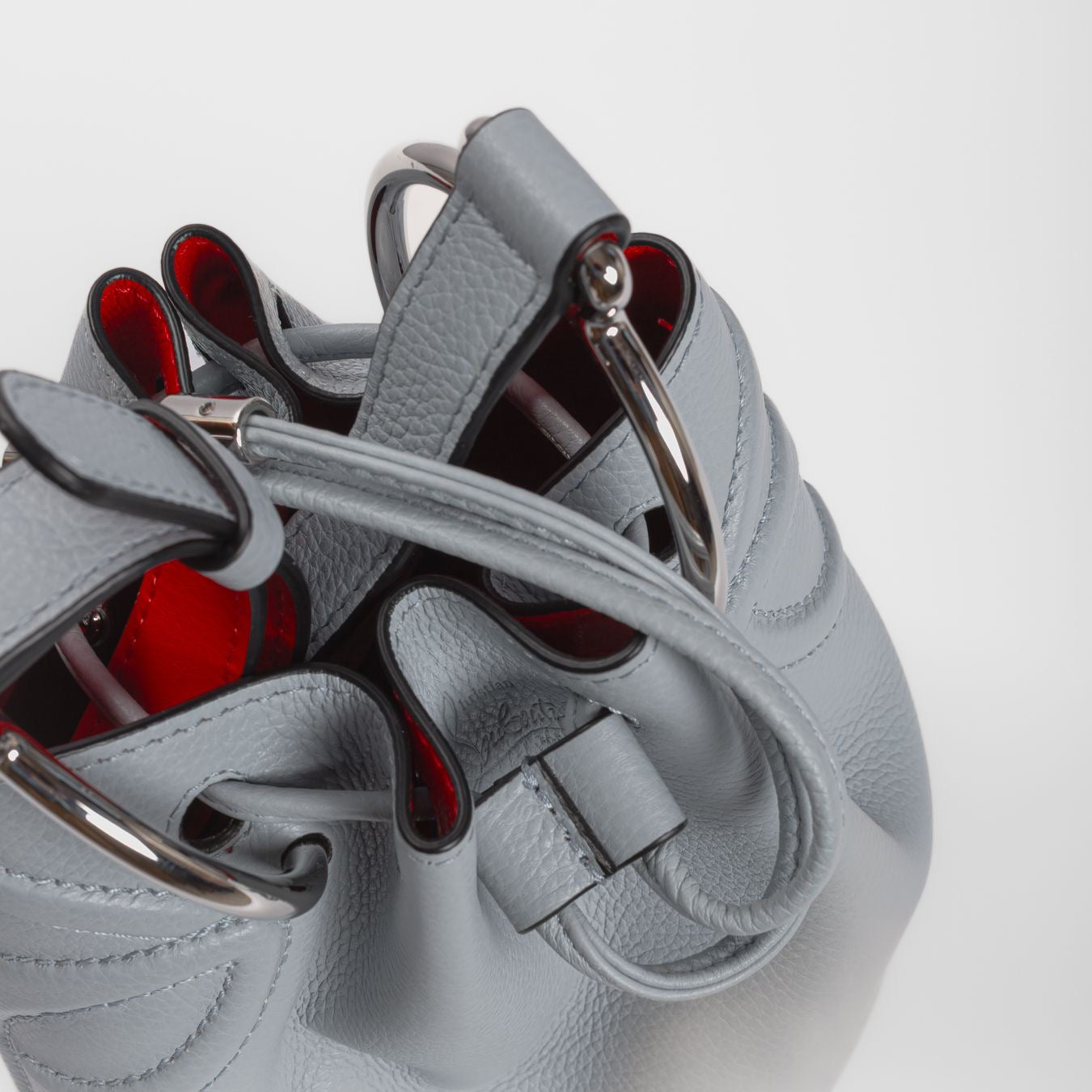 LOUBOUTIN - BAG BUCKET BY MY SIDE GREY LEATHER WITH STRAP