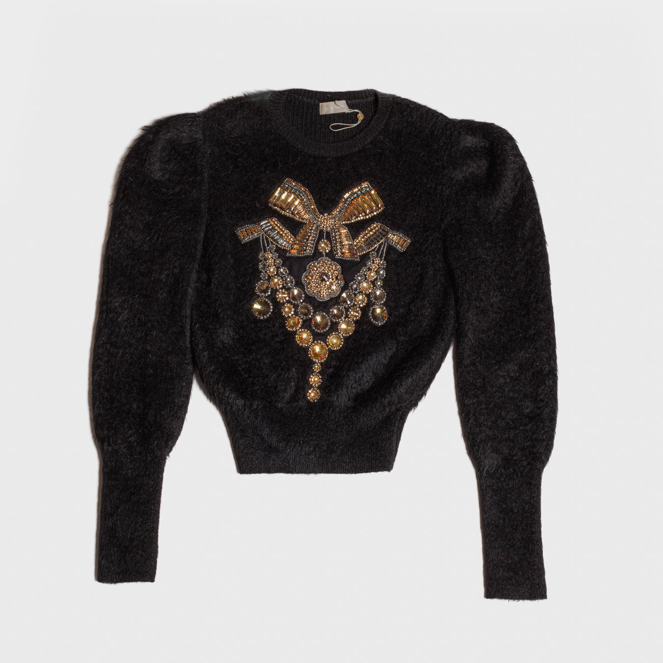 ELIE SAAB - SWEATER BLACK EMBROIDERED SIZE 36 FR