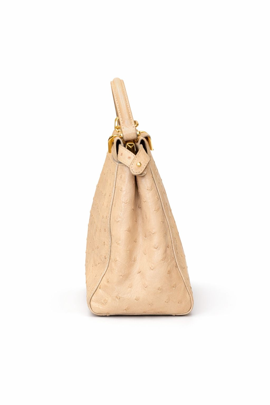 FENDI - PEEKABOO BAG BEIGE OSTRICH LEATHER WITH STRAP