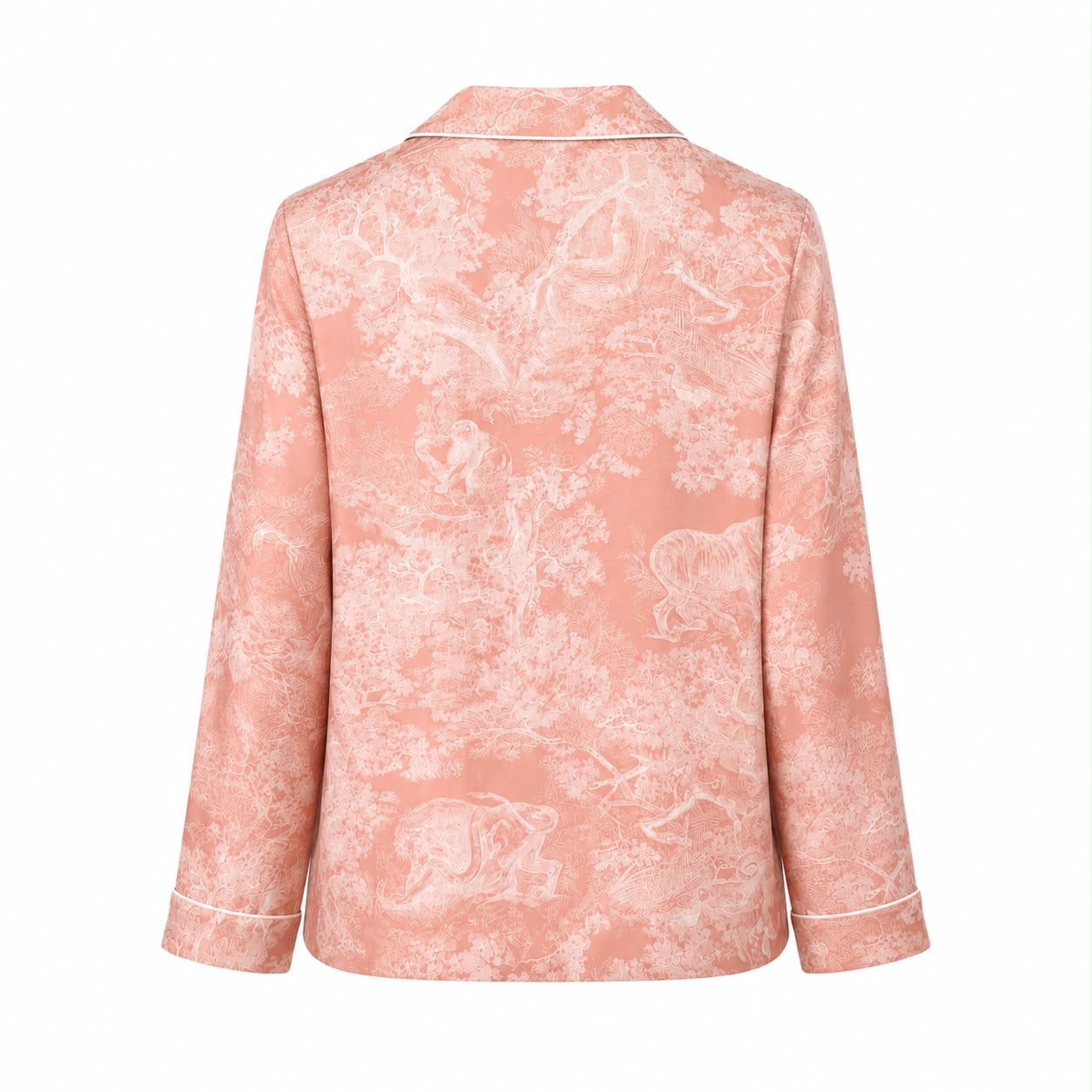 DIOR - SET PAJAMA SHIRT & TROUSERS TOILE DE JOUY PINK & WHITE IN SILK