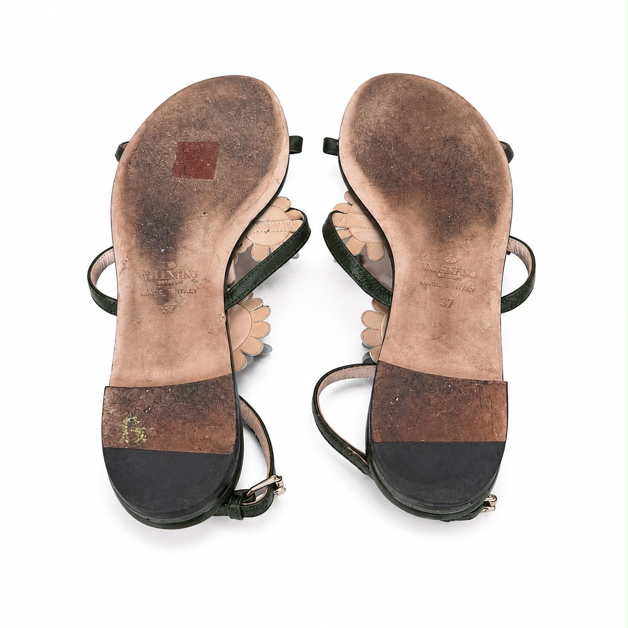 VALENTINO - FLAT SANDALS LOVE ME DAISY FLOWER EMBELLISHED SIZE 37 EU