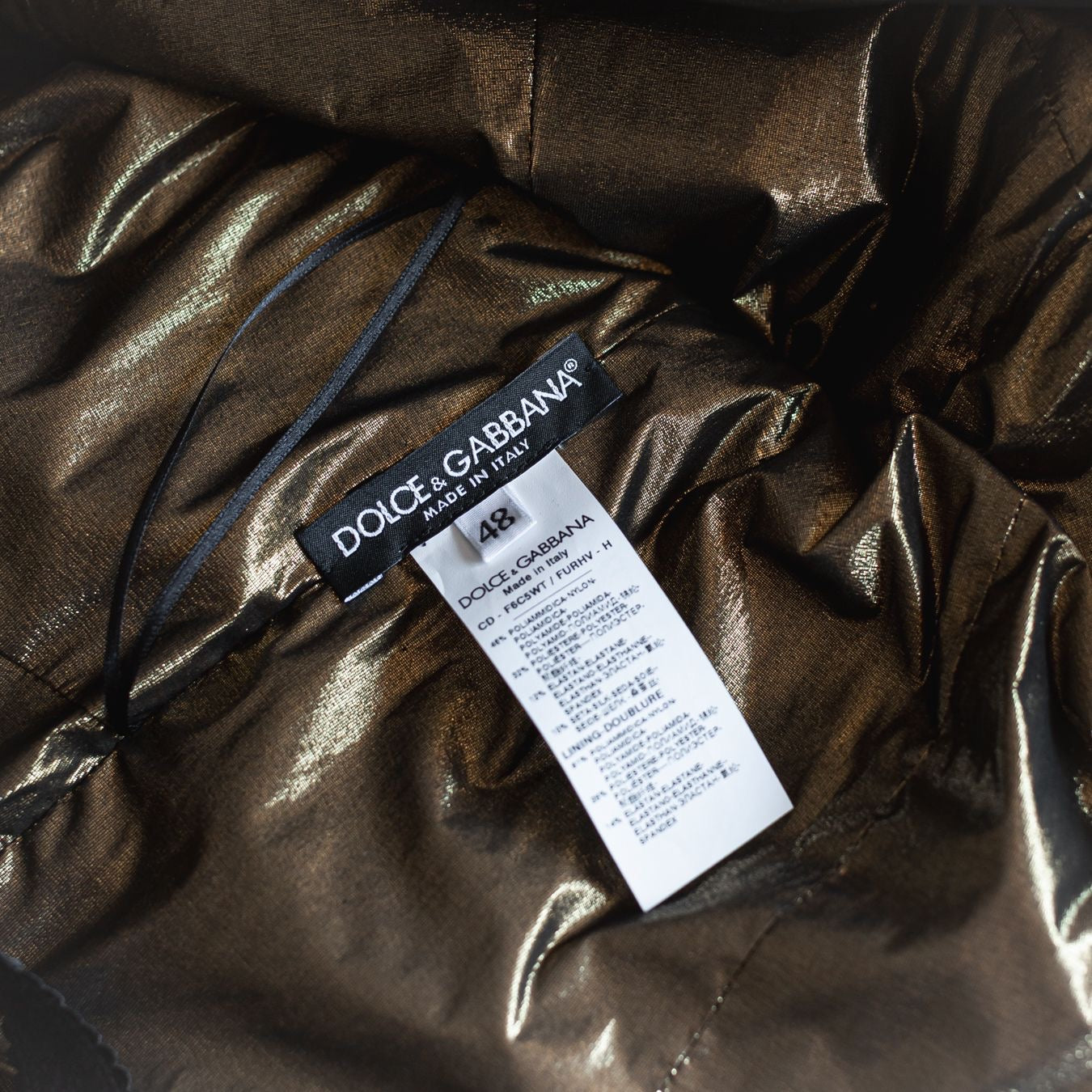 DOLCE & GABBANA - DRESS MIDI METALLIC BRONZE SIZE 48 IT
