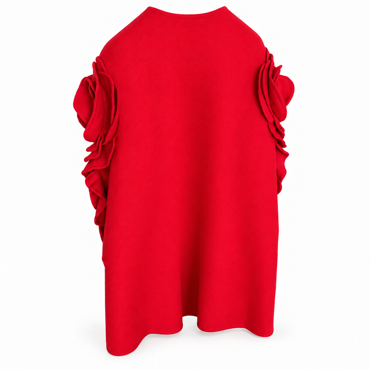 VALENTINO - CAPE RED WOOL & CACHEMIRE WITH 3D ROSES 36 IT