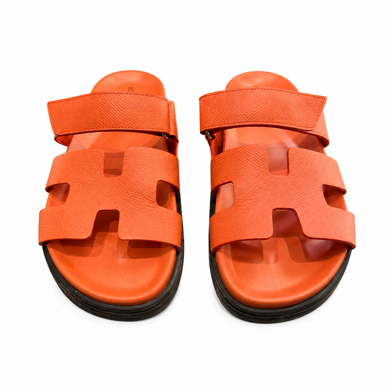 HERMÈS - SANDALS CHYPRES ORANGE (ROSE SORBET) EPSOM LEATHER SIZE 39 EU