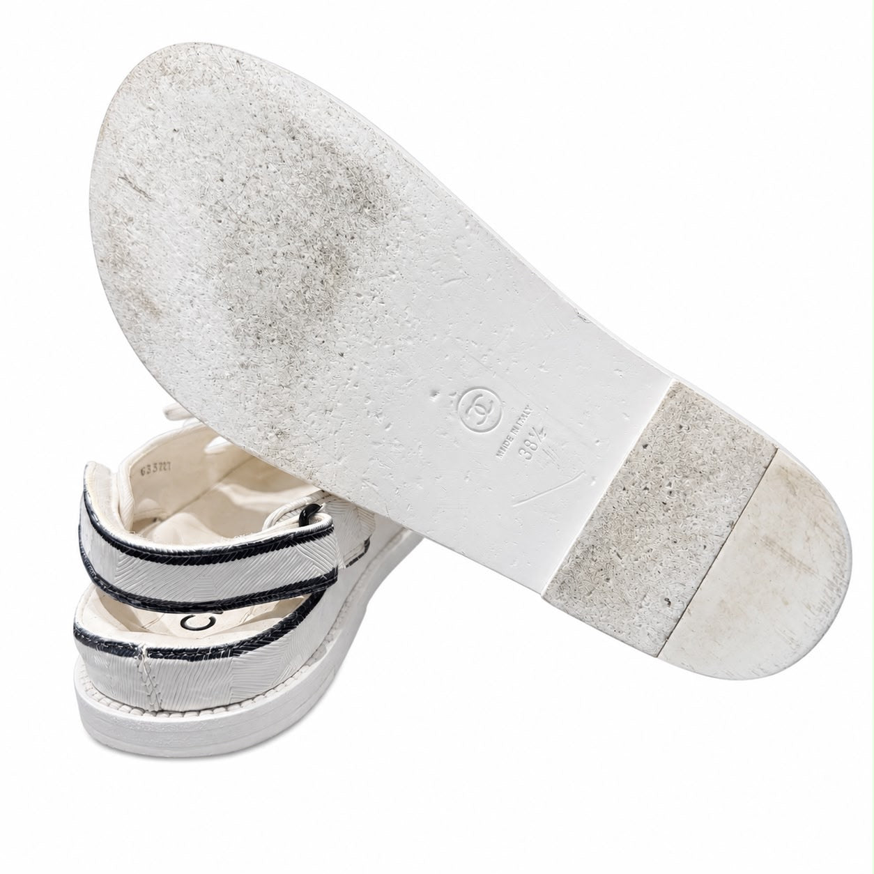 CHANEL - DAD SANDALS BLACK & WHITE SIZE 38,5 EU