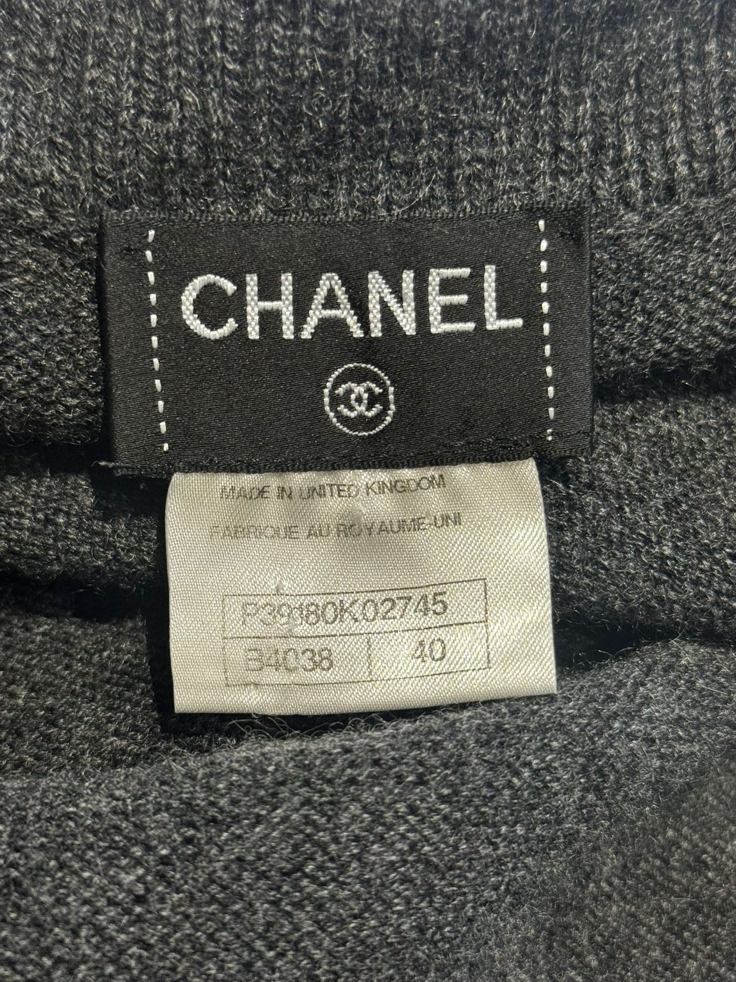 CHANEL - DRESS CASHMIRE GREY SIZE 40 FR