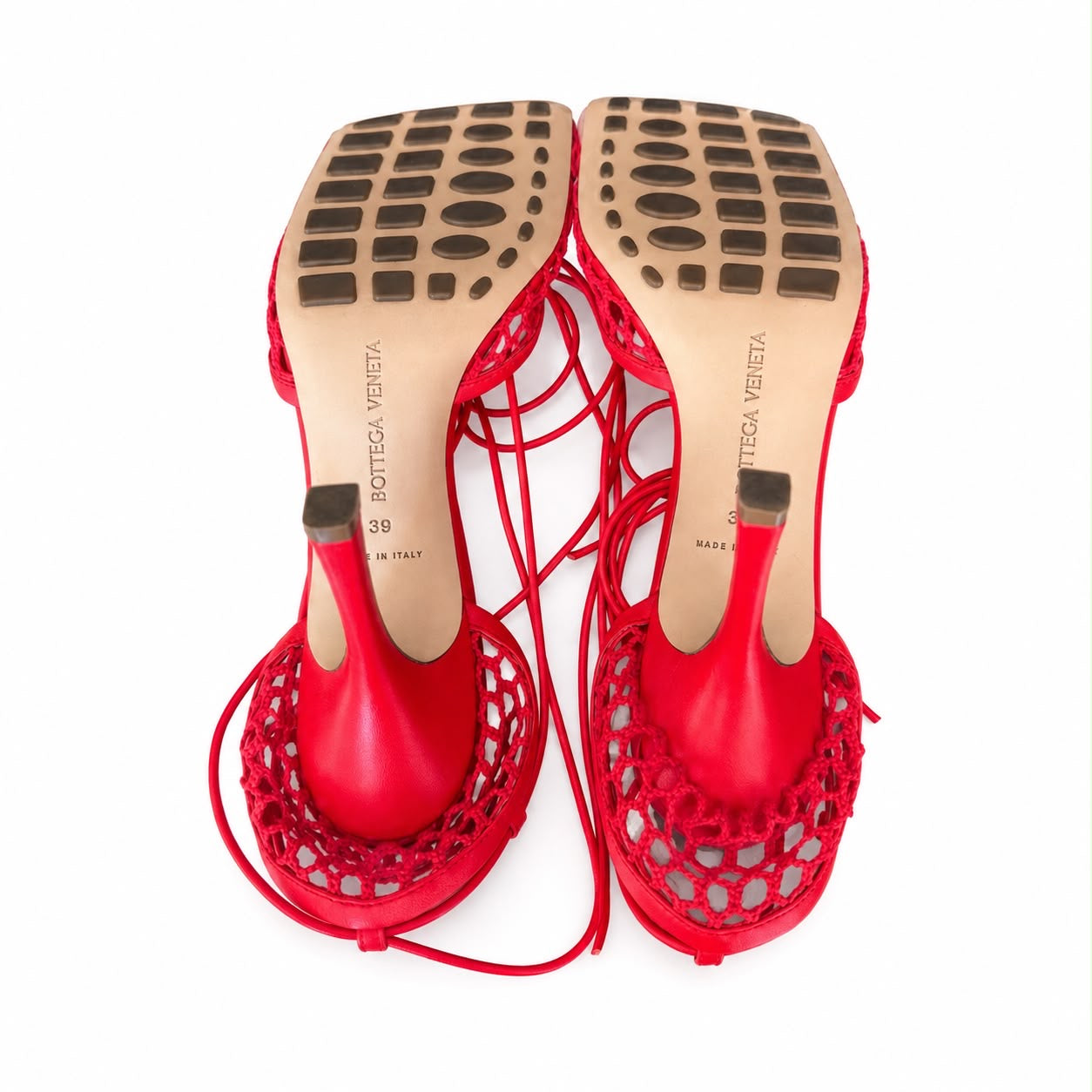 BOTTEGA VENETA - PUMPS STRETCH LACE-UP 95 RED SIZE 39 EU
