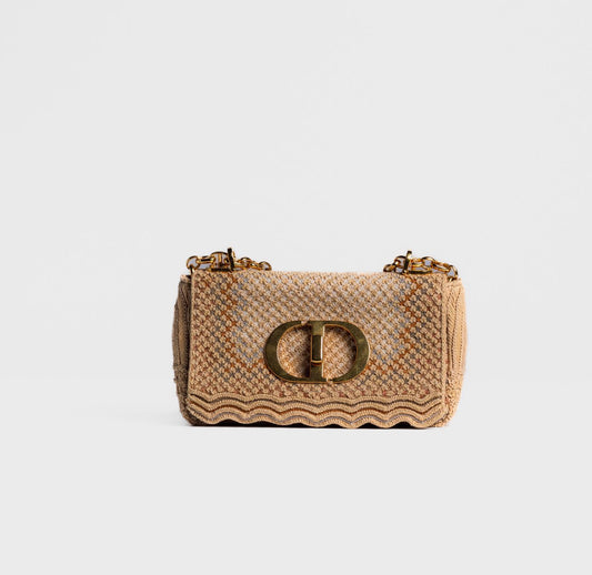 DIOR - BAG CARO IN BEIGE RAFFIA &  SUEDE