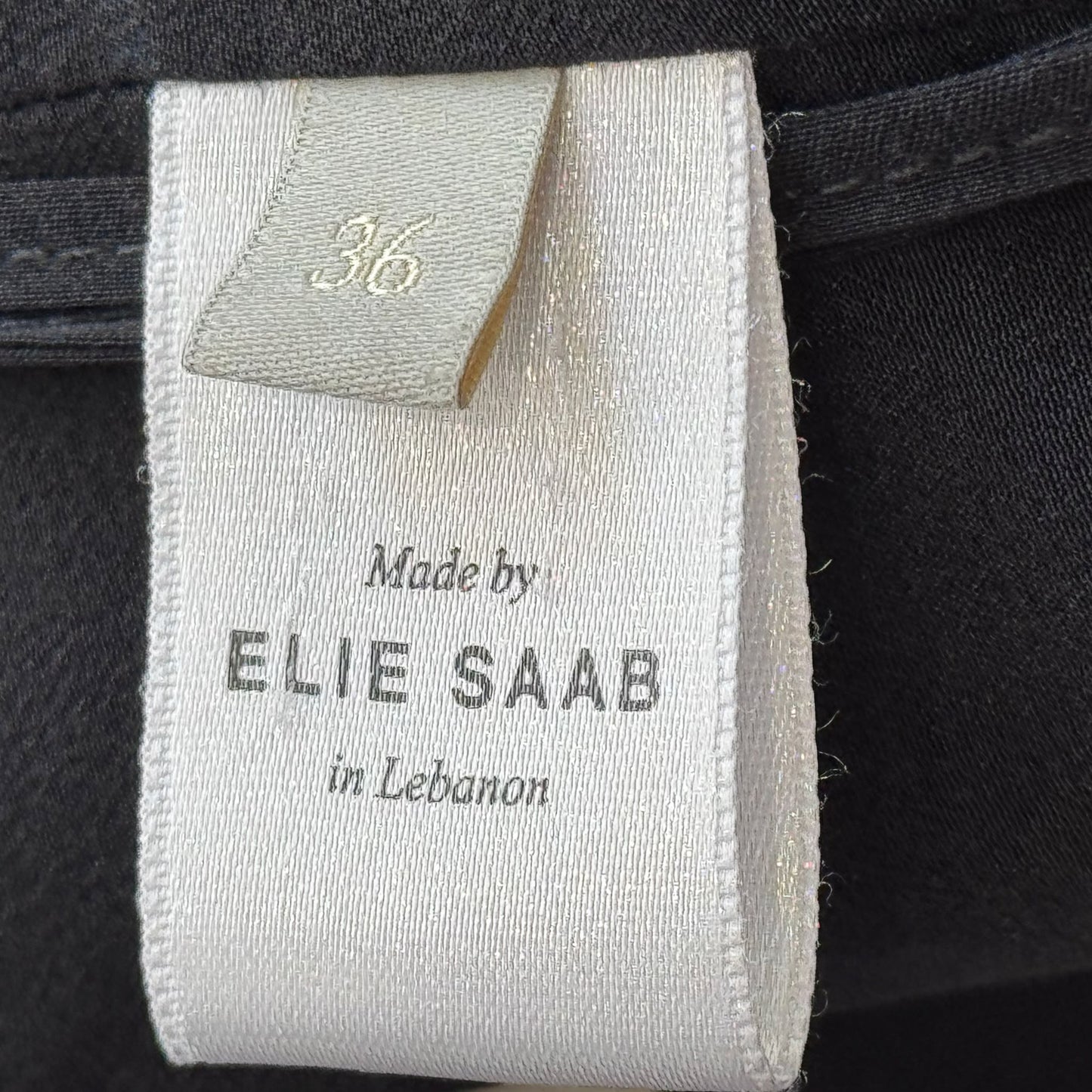 ELIE SAAB - DRESS MAXI BLACK WITH WHITE FLORAL EMBROIDERY SIZE 36 FR