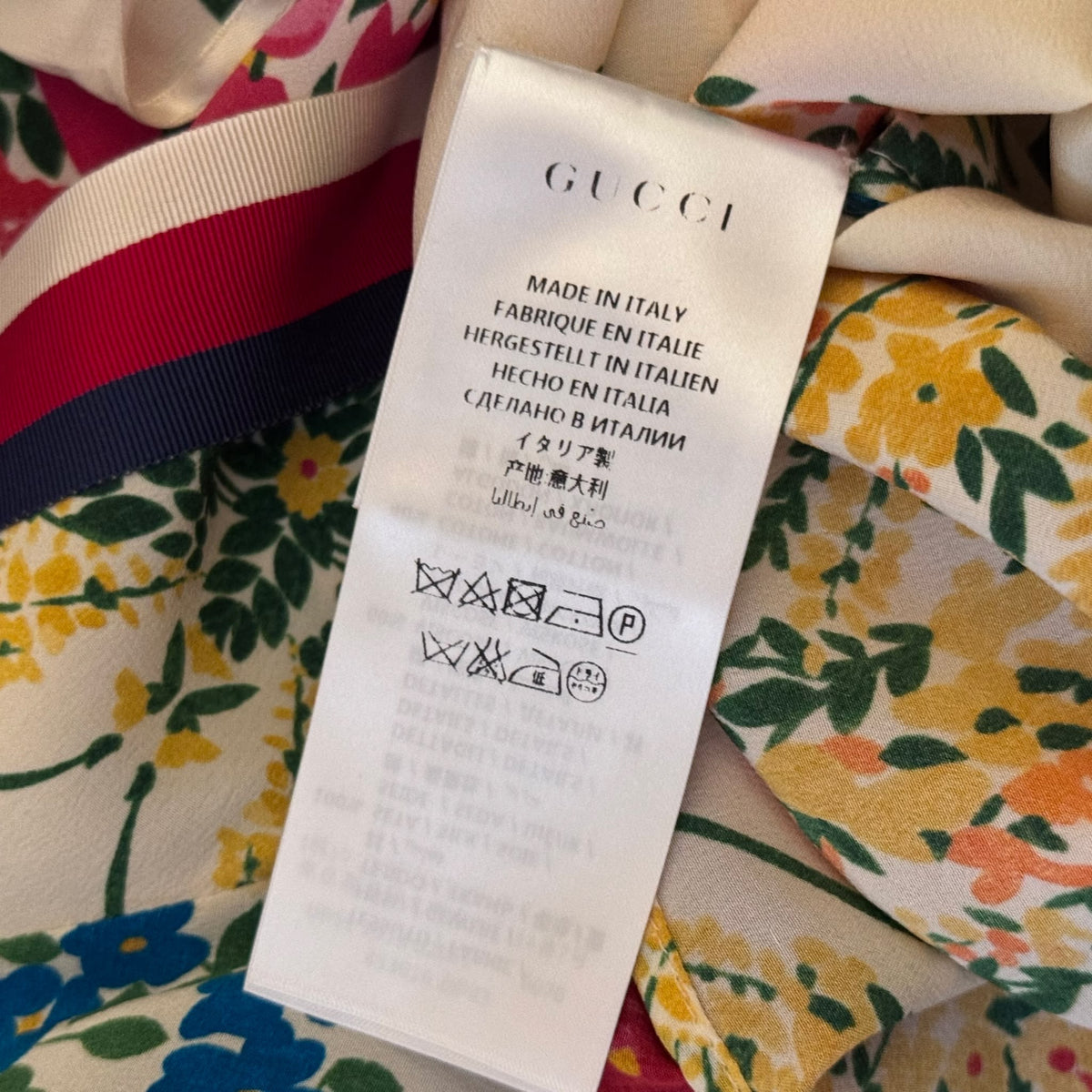 GUCCI - DRESS MINI CORSAGE RUFFLE-TRIM FLORA PRINT SIZE 42 IT