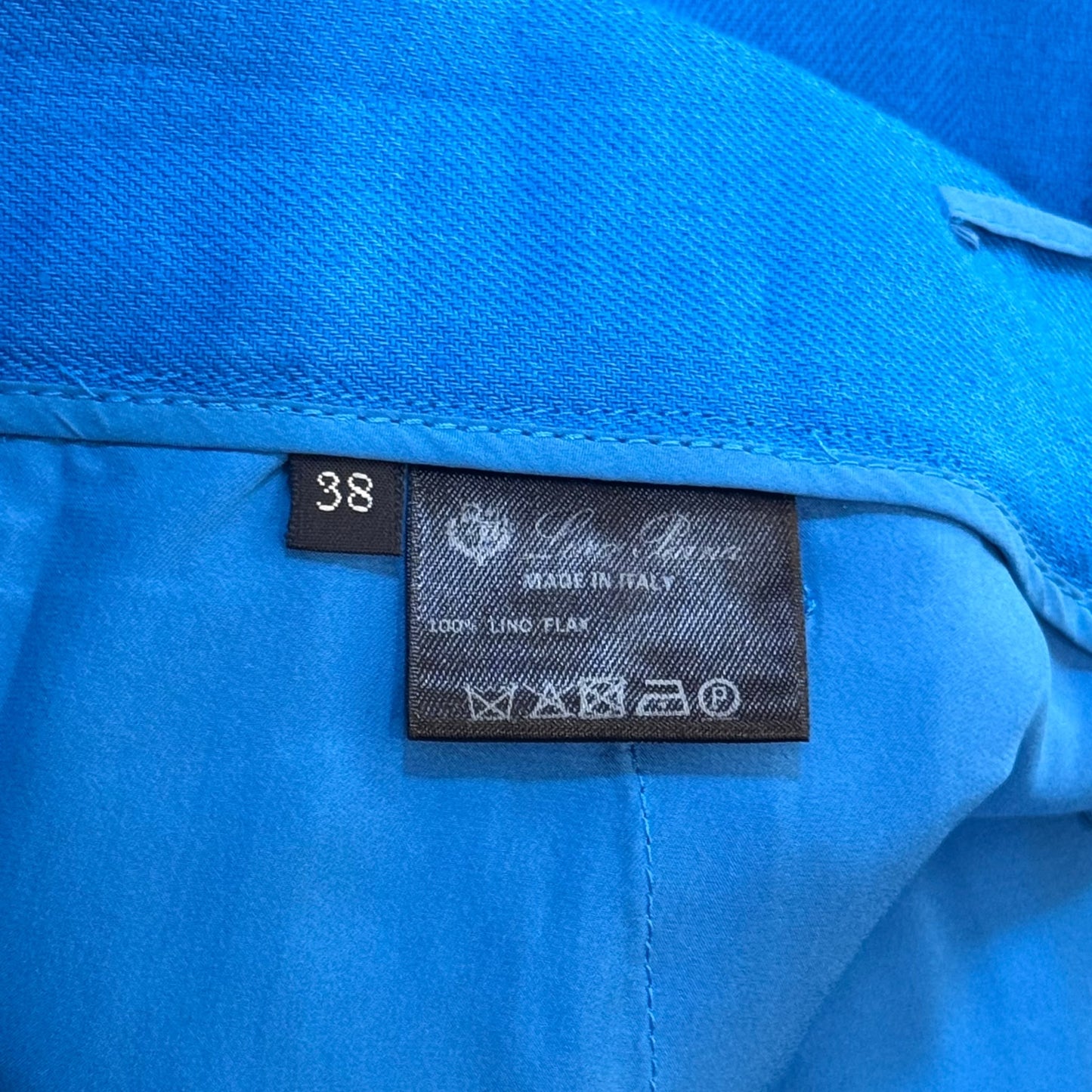 LORO PIANA - SHORTS ELECTRIC BLUE LINEN SIZE 38 FR