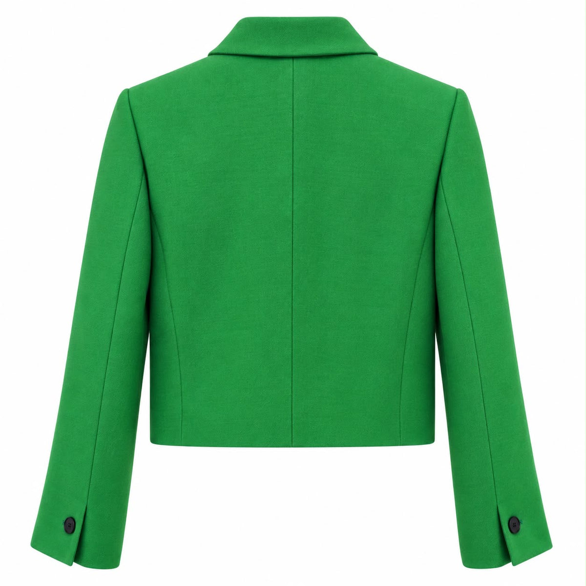 DIOR - JACKET CROPPED EMERALD GREEN WOOL & SILK WITH BLACK BUTTONS SIZE 34 FR